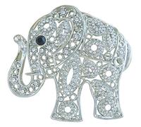 Sindary 2.2 Inch Unique Animal Elephant Brooch Pin Pendant Rhinestone Crystals UKB5102B (Silver-toned Clear)