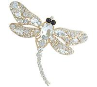 Sindary 3.7 Inch Charming Insect Dragonfly Brooch Pin Pendant Austrian Crystals UKB5684B (Gold-tone Clear)