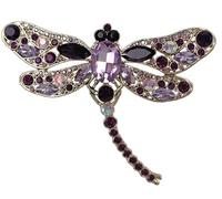 Sindary 3.7 Inch Charming Insect Dragonfly Brooch Pin Pendant Austrian Crystals UKB5684B (Gold-tone Purple)