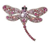 Sindary 3.7 Inch Charming Insect Dragonfly Brooch Pin Pendant Austrian Crystals UKB5684B (Gold-tone Pink)