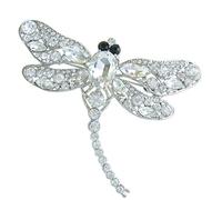 Sindary 3.7 Inch Charming Insect Dragonfly Brooch Pin Pendant Austrian Crystals UKB5684B (Silver-tone Clear)