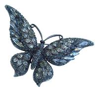 Sindary 3.74" Charming Butterfly Brooch Pin Austrian Crystal UKB4538 (Black-Tone Black Gray)