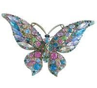 Sindary 3.74" Charming Butterfly Brooch Pin Austrian Crystal UKB4538 (Gold-Tone Multicolor)