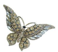 Sindary 3.74" Charming Butterfly Brooch Pin Austrian Crystal UKB4538 (Gold-Tone Yellow)
