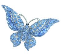 Sindary 3.74" Charming Butterfly Brooch Pin Austrian Crystal UKB4538 (Silver-Tone Blue)