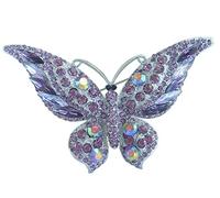 Sindary 3.74" Charming Butterfly Brooch Pin Austrian Crystal UKB4538 (Silver-Tone Purple)