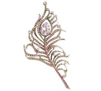 Sindary 4.9 Inch Elegant Peacock Peafowl Feather Brooch Pin Pendant Rhinestone Crystals UKB5860B (Gold-tone Pink)