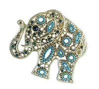 Sindary Austrian Crystal Unique Animal Elephant Brooch Pin Pendant UKB5102 (Gold-Tone Turquoise)