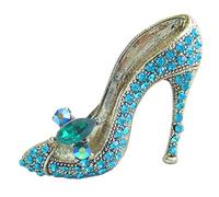 Sindary Charming 2.17" High-heeled Shoe Brooch Pin Austrian Crystal UKB5865 (Gold-Tone Turquoise)