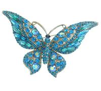 Sindary Charming 3.74" Butterfly Animal Brooch Pin Rhinestone Austrian Crystal Pendant Deco BZ4538 (Turquoise)
