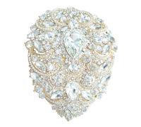 Sindary Gorgeous 4.92" Large Teardrop Brooch Pin Pendant Austrian Crystal BZ4045B, L, Rhinestone Crystal, rhinestone
