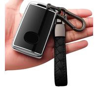 Sindeda for Mazda Key Fob Cover with Keychain Key Case Key Shell 360 Degree Full Protection Compatible with 2019 2020 2021 Mazda 3, Mazda 3 Hatchback, 2020 2021 Mazda CX-5, CX-30, CX-9-Silver