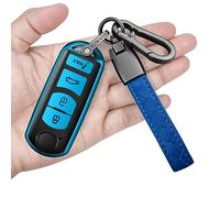 Sindeda for Mazda Key Fob Cover with Keychain Soft Full Protection Key Shell Key Case Compatible with Mazda 3 6 8 Miata MX-5 CX-3 CX-5 CX-7 CX-9 (Blue)