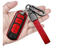 Sindeda for Mazda Key Fob Cover with Keychain Soft Full Protection Key Shell Key Case Compatible with Mazda 3 6 8 Miata MX-5 CX-3 CX-5 CX-7 CX-9 (Red)