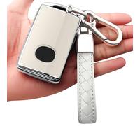 Sindeda for New Mazda Key Fob Case Cover with Keychain 4-Buttons, White, 4 buttons