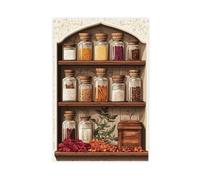 Sindhi Medicine Cabinet Painting, Rosewater Flasks And Amaltas Canvas Poster Wall Art Decor Print Picture Paintings for Living Room Bedroom Decoration 24x36inch(60x90cm)