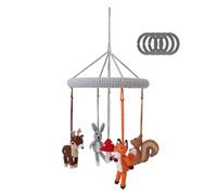 SindiBaba 4-in-1 Baby Mobile Forest Animals 1 Crocheted Rabbit Deer Squirrel Fox Toadstool with Rattles & Mounting Rings 1 Toy 4 Functions for Hanging Over Cot Play Arch Playgym