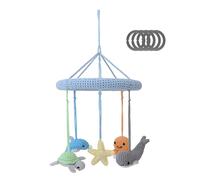 SindiBaba 4-in-1 Baby Mobile Sea Animals Crocheted Dolphin Octopus Turtle Whale Starfish with Rattles & Mounting Rings 1 Toy 4 Functions for Hanging Over Baby Bed Play Arch Playgym