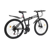 Sindipanda 26" Adult Mountain Bike MTB 21 Speed Adult Bicycle Carbon Steel Folding Bike For Outdoor Riding,Front and Rear Mechanical Disc Brakes, Black &White