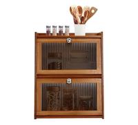 Sindipanda Bamboo Kitchen Storage Cabinet Freestanding Countertop Storage Cabinet 3 Tiers Cabinet with Door Mini Kitchen Cabinet Bedroom Cabinet for Jewelry Storage, Tools, Crafts