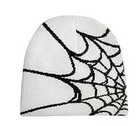 Sindlloger Y2K Spider Web Beanie - Women & Men's Y2K Accessory Beanies, White, M