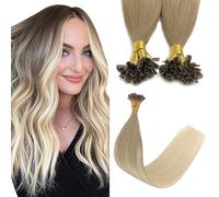 Sindra Blonde U Tip Hair Ombre Ash Brown to Platium Blonde Fusion Extensions 18 Inch 50g Pre Bonded Human Hair Extensions 50 Strands Straight #8/60 18inch
