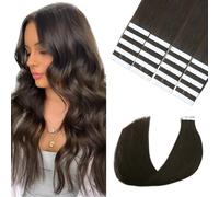 Sindra Tape-In Extensions, Real Hair, Dark Brown, 20 Pieces, 50 g, 55 cm, Invisible Tape-In Extensions, Real Hair, Remy Real Human Hair, T#2, 22 Inches