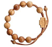 Sine Cera Catholic Rosary Bracelet Olive Wood Round Bead 10mm