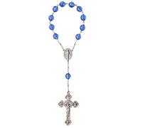Sine Cera Crystal Bead 1 Decade Catholic Rosary Rhodium Plated Crucifix & Miraculous Medal for Men & Women, S, Crystal, No Gemstone