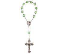 Sine Cera Crystal Bead 1 Decade Catholic Rosary Rhodium Plated Crucifix & Miraculous Medal for Men & Women, S, Crystal, No Gemstone