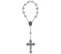 Sine Cera Crystal Bead 1 Decade Catholic Rosary Rhodium Plated Crucifix & Miraculous Medal for Men & Women, S, Crystal, No Gemstone