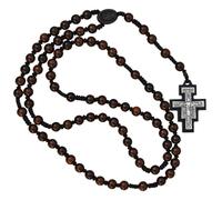 Sine Cera Dark Jujube Wood 7 Decade Franciscan Crown Catholic Rosary, San Damiano Crucifix with Smooth 8mm Beads