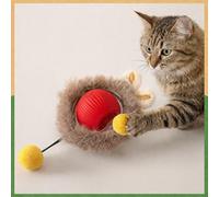 Sinem Yildirim Interactive Cat Toy Ball, Automatic Motion Ball for Cats, USB Rechargeable, Includes 2 Plush Covers, Intelligent Cat Toy Against Boredom (Red)