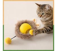 Sinem Yildirim Interactive Cat Toy Ball, Automatic Motion Ball for Cats, USB Rechargeable, Includes 2 Plush Covers, Intelligent Cat Toy Against Boredom (Yellow)