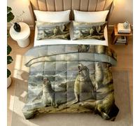 Sing Coverless Duvet Set Ocean Sea Lion 3D Reversible Bed Duvets Sets