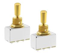 SING F LTD 2PCS Electric Guitar 3 Way Toggle Switch with Gold Metal Tip Knob Cap Compatible with Les Paul Style Electric Guitar Pickup Selector Switch