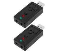 SING F LTD 2pcs USB 2.0 Virtual 7.1 Channel Stereo Audio Adapter External Sound Card with 3.5mm Audio and Microphone Port Suitable for Desktop Laptops with USB Port
