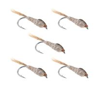 SING F LTD 5Pcs 10# Weighted Hares Ear Nymph Fly Goldhead Hook for Trout Fishing Lure Imitation Bait