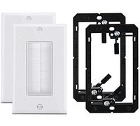 Sing Gang Brush Wall Plate with Low Voltage Mounting Bracket, 2 Pack, Pass Through Faceplate for Speaker Wire, Coaxial Cable, HDMI/HDTV Cable, Network/Phone Cable, White