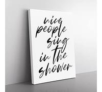 Sing In The Shower Typography Quote Canvas Wall Art Print Ready to Hang, Framed Picture for Living Room Bedroom Home Office Décor, 50x35 cm (20x14 Inch)