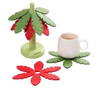 Sing of Plat en Bois Pour - Singing de Plat PLIBABILA EN FORME D'ARBRE | Trivet | Folding Wooden Tree Wood 5 Pieces | Slip -Safety Heat Resistant Silicone Mats For The Table
