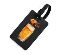 Sing Sip Fish Luggage Tag for Suitcase Cute ID Tags Travel Baggage Identifier Labels Black-Style