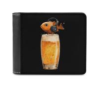 Sing Sip Fish Men's Bifold Wallet Slim Cash Card Holder Leather Purse