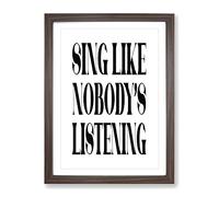 Sing Typography Quote Framed Print | A3 Walnut Framed Wall Art | Ready to Hang | Modern Positive Affirmations Picture | Living Room Bedroom Lounge Office
