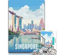 Singapore 1000 Pieces Jigsaw Puzzle For Adults Teens,Challenging Game Toys Every Piece Is Unique - Challenging Family Fun Game 75x50cm