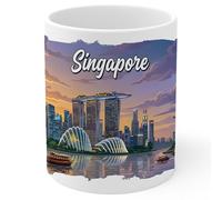 Singapore Ceramic Coffee Mug 11oz Asia Lion City - Tea Coffee Mug with Comfortable Grip - Unique Travel Gift Cup for Office or Home - Vibrant Long-Lasting Print ID44991