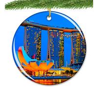 Singapore Christmas Ornament Xmas Tree Ornaments Ceramic Christmas Decorative Hanging Ornaments for Holiday Halloween Christmas Tree Decor