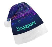 Singapore City Christmas Hats Patterned Santa Hat New Year Festive Holiday Party Supplies Adult