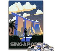 Singapore City Travel Art 1000 Piece Jigsaw Puzzle for Adults Teens, Suitable for Ages 14 And Up Wall Decoration Christmas Birthday Gift 1000pcs (50x75cm)