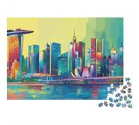 Singapore Cityscape Jigsaw Puzzles Puzzle for Adults Kids. 1000 Piece Impossible Challenge Toy Educational Games Home Decoration for Educational Games Gifts 38x26cm/1000pcs